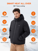 Auxo 6-Zone Men Heated Jacket for Men with 20000mAh Power Bank  - Waterproof Lightweight Warm Electric Heating Coat for Winter Outdoor