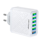 5V3A 6-Port USB Charger 6USB-A QC3.0 Fast Charging Wall Charger Adapter EU Plug for iPhone 15 14 13 for Xiaomi 14pro for Huawei Mate60 Pro for Samsung Galaxy S24