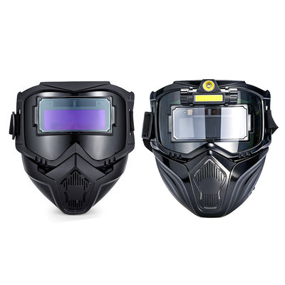 Detachable Welding Helmet Auto Dimming Face Shield Modular Design Heat Resistant High Definition Adjustable Lightweight Protective Mask LED Light 10 Protective Films