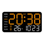 Multi-function LED Digital Wall Clock Borderless Electronic Clock Multifunctional Hanging Standing Clock Simple Digital Clock Display Living Room Wall Clock