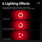 LinkMejor CY120 Smart Brake Bicycle Taillight Auto Start/Stop Brake Sensing Bike Rear Light Vibration Wake-Up Carbon Waterproof Tail Light