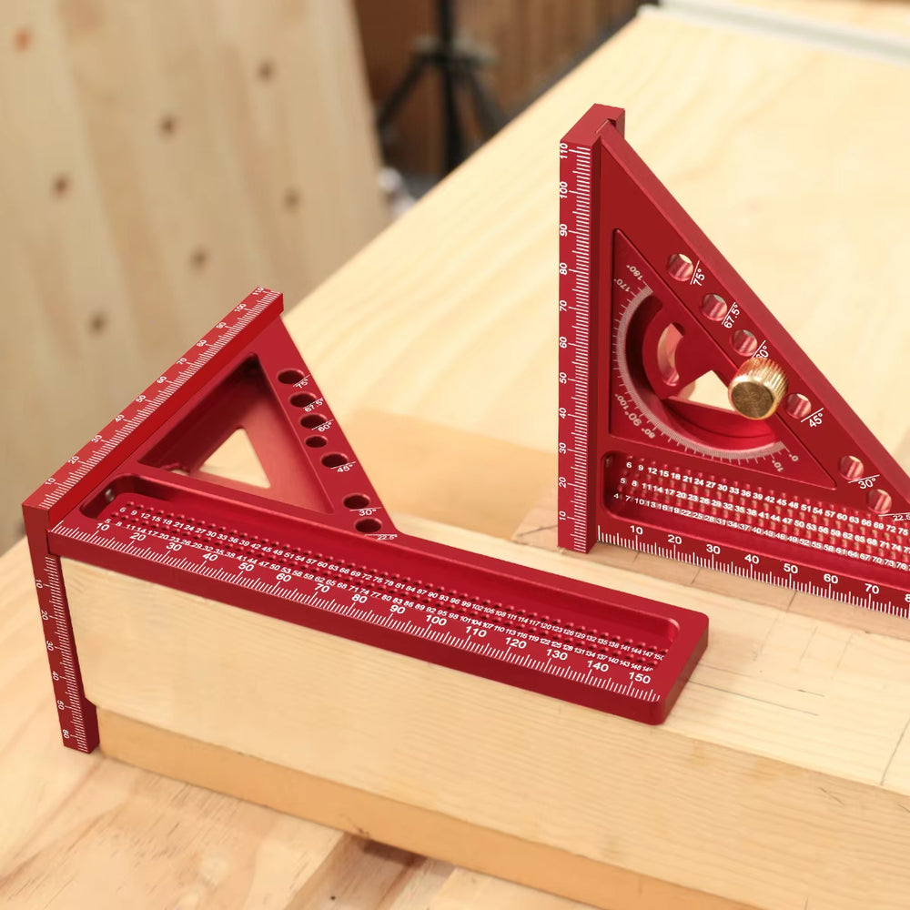 LinkMejor 3D Multi-Angle Framing Square Measuring Ruler Adjustable 0-180 Degree Protractor Aluminum Alloy Anodized Surface Carpenter Triangle Ruler Measurement Tool Marker