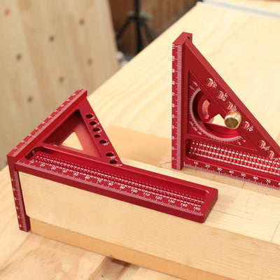 LinkMejor 3D Multi-Angle Framing Square Measuring Ruler Adjustable 0-180 Degree Protractor Aluminum Alloy Anodized Surface Carpenter Triangle Ruler Measurement Tool Marker