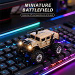 LinkMejor HG4-469 RTR 1/64 2.4G RWD Mini H1 Alloy Army Military Truck RC Car Off-Road LED Light Three Speed Support App Remote Control Vehicles Models Pocket Toys Desktop Collection Gift For Boys