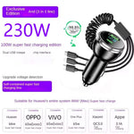 Car Charger 120W Fast Car USB Charger with Built-in Cable Digital Display Car Accessories Power Adapter for iPhone 15 14 13 Pro Max Galaxy S23 S22 Huawei P60