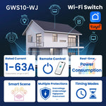 GEYA WiFi/ZigBee Tuya Smart Circuit Breaker MCB With Metering 63A DIN Rail Energy Monitoring APP & Voice Remote Control with Alexa Google Assistant Over Under Voltage Protection