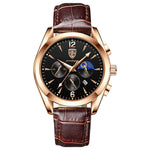 LinkMejor Men Watches Waterproof Luminous Calendar Quartz Watch Stainless Steel Leather Watch Fashion Luxury Business Wristwatch