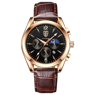 LinkMejor Men Watches Waterproof Luminous Calendar Quartz Watch Stainless Steel Leather Watch Fashion Luxury Business Wristwatch