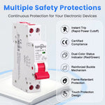 LinkMejor 16A/40A RCBO Residual Current Circuit Breaker 1P+N Type-B/C Curve 30mA Leakage Overload Protection Short Circuit Protection