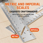 1Pc Woodworking Scriber Ruler Metric Imperial Scale T-Shape Movable Angle Ruler Gauge with Perforated Positioning Anti-slip Locking Multi-Angle Scribing Tool