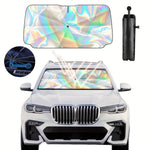 Car Sunshade Laser Umbrella Windsreen Sun Visor Colorful UPF 200 Plus Foldable Front Windshield Sunshade  Sun Protection Cooling