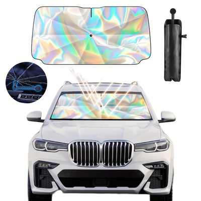 Car Sunshade Laser Umbrella Windsreen Sun Visor Colorful UPF 200 Plus Foldable Front Windshield Sunshade  Sun Protection Cooling