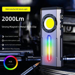 Bikight 2000LM High Brightness LED EDC Flashlight WIth COB Sidelight RGB Light Long Battery Life Outdoor Colorful Ambient Light Multi-Functional Magnetic Work Light