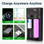 [USA Direct] K2 Dual-Slot Universal with USB Port Battery Charger Flashlight RC Toys Home Tools Rechargeable Battery Charger