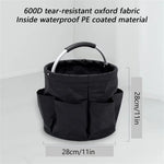 600D Oxford Cloth Tool Organizer Bag 17L Foldable Storage Basket with 6 Compartments Zipper Drawstring Carry Handle for Gardening and Travel