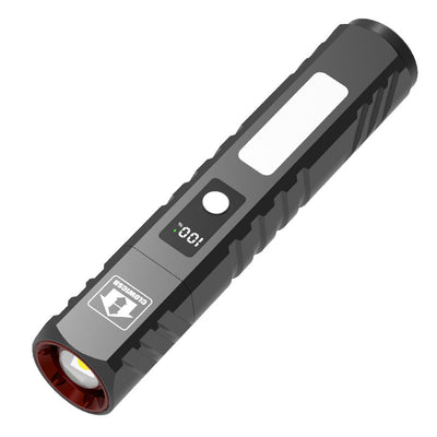Bikight HT-11 Rechargeable Zoomable Tactical Flashlight with LED Power Display Three Light Sources 500m Beam Magnetic Waterproof High Lumen Torch Lamp for Outdoor Camping Hiking Emergency