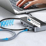 LinkMejor DPM2P9 10-in-1 M.2 SSD Enclosure Docking Station with Cooling Fan PD100W / 10Gbps Type-C*2 / 5Gbps USB3.0*2 / 10Gbps USB3.2 Gen2 / 4K@60Hz HD / 1000M RJ45 / SD&TF3.0 Multi-ports USB-C Hub Splitter Adapter
