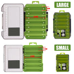 LinkMejor 12/14 Compartments Double Sided Fishing Tackle Box Y-slot Fishing Gear Organizer Fishing Tool Storage Case