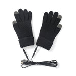 LinkMejor Knitted USB Heated Gloves Touch Screen Compatible 40-50°C Adjustable Warmth Removable Heating Pad Flexible Cable Thermal Winter Gloves
