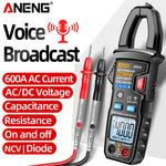LinkMejor AT619 Digital Voice Broadcast Multimeter Clamp Professional AC/DC Clamp Meter Ammeter Current Clamp Tester for Electrician