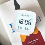 Digital Alarm Clock 12/24H Electronic Alarm Clock Voice-activated Backlight Temperature Humidity Nightlight Table Clocks with Snooze Function