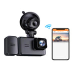 1080P 3 Channel Dash Cam Front and Rear Inside Full HD Recording With Night Vision Wifi Driving Recorder High-Definition Video Parking Monitoring With Night Vision