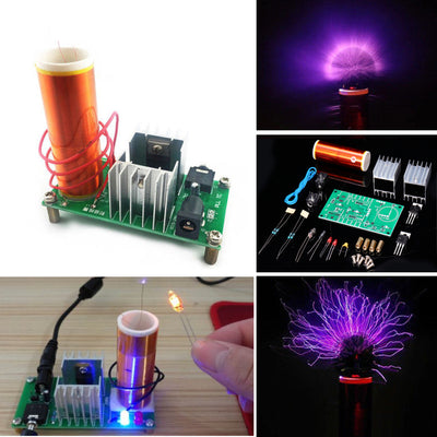 LinkMejor® DIY Mini Tesla Coil Module Unassembled 15W DC 15-24V 2A Plasma Speaker Electronic Kit