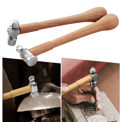 LinkMejor Portable Multifunctional Mini Handmade Hammer High Carbon Steel Head Wooden Handle Suitable for Jewelry Plating and Household Use