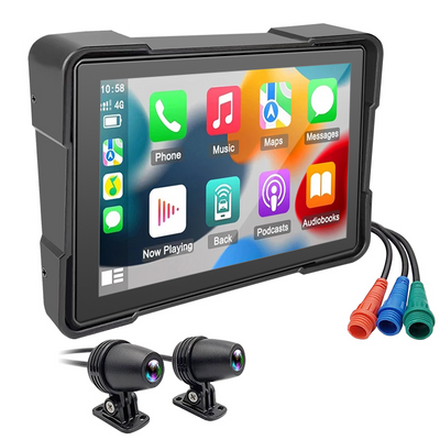 5 Inch Motorcycle Touchscreen Wireless Carplay Player DVR Android Front Rear Dual Camera bluetooth IP66 Waterproof with GPS Navigation
