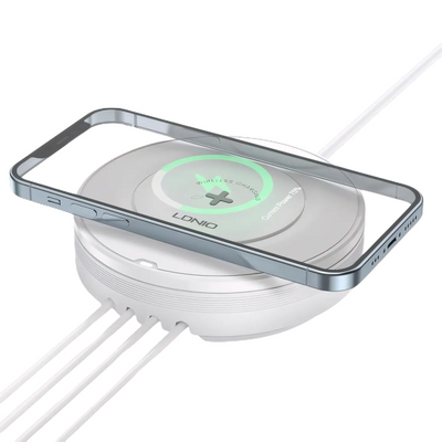 LinkMejor AW003 32W 5-in-1 Desktop Wireless Charger Charging Station with 4-Port PD/QC3.0 Fast Charger and Wireless Charger Pad EU Plug/US Plug for iPhone 16 16 Pro 15 14 13 Pro Max for iPad Pro for MacBook Pro for Airpods