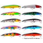 LinkMejor 10 Pcs 95mm 8.5g Fishing Lure Set Mini Fishing Hard Bait Minnow Floating Swing Crankbait Crazy Wobblers Crank Lures