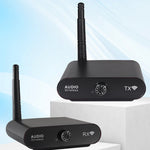 AU2410R2 1-to-2 Wireless Audio Transmitter and Receiver 15ms Low Latency 100m Range Hi-Fi Stereo Sound Support One to Many Plug and Play
