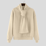 LinkMejor Mens Solid Color Scarf Neck Pullover Hoodie Fashion Men Long Sleeve Top Clothing Comfortable