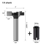 LinkMejor 1/4 Inch 6mm Shank 3 Flutes CNC Spoilboard Surfacing Router Bit Slab Flattening Router Bit Milling Cutter With Adapter 1"/25.4mm Cutting Diameter