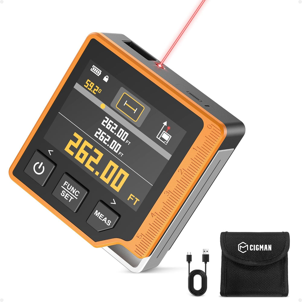 EU Direct CIGMAN CD-80 Laser Tape Measure 80M Digital Measuring Device LCD Backlit Rechargeable USB-C Tilt Angle Measurement Multiple Modes Precision Tool