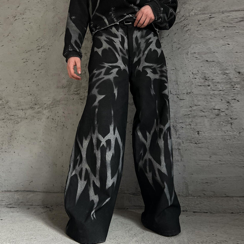 LinkMejor Mens Solid Color Gradient Pattern Pant Comfortable Button Zipper Wide Legged Long Trousers for Men