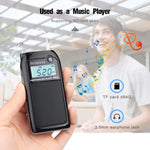 LinkMejor PR12 Portable Radio FM AM Mini Pocket USB Radio MP3 Portable Receiver Backlit LCD Display Digital Power Bank Support TF Card for Elderly