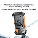 LinkMejor Motorcycle Phone Mount 360° Rotation Handlebar/Rearview Mirror Shockproof for Bike Scooter Electric Vehicle Compatible with 4.7-6.9 Inch Mobile Phone