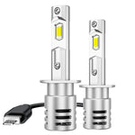 LinkMejor X5 H1 2PCS Car LED Headlight Bulbs 6000LM LED Front Headlamps Hi Low Beam 6500K Super Bright Light 3570 LED Chips