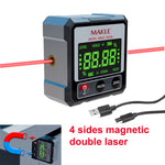 Digital Protractor Inclinometer Laser Level Angle Finder Magnetic Base Rechargeable Battery Accurate Measurement Woodworking Machining Automotive Angle Tool Compact Design Adjustable