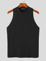 LinkMejor Mens Fashion Solid Color Knitted Elastic Tank Top