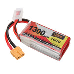 LinkMejor 11.1V 1300mAh 100C 3S LiPo Battery XT60 Plug for RC Drone