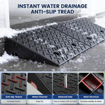 LinkMejor Pair 6 inch Rubber Curb Ramp Non-Slip Driveway Threshold Ramps With Textured Surface for DIY Car Maintenance Wheelchairs Lawn Mowers Motorcycles