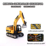 LinkMejor HG4-301 RTR 1/64 2.4G Mini RC Excavator Alloy Bucket 270 °Rotation Support App Remote Controlled LED Light Sound Engineering Vehicles Two Speed Desktop Toys Model Collection Gift For Boys