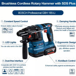 LinkMejor 185-LI for Bosch Professional Brushless Rotary Hammer SDS Plus 18V Impact Drill Powerful Motor Reduced Vibration Recoil Control Dust-Free Attachment Lightweight Design