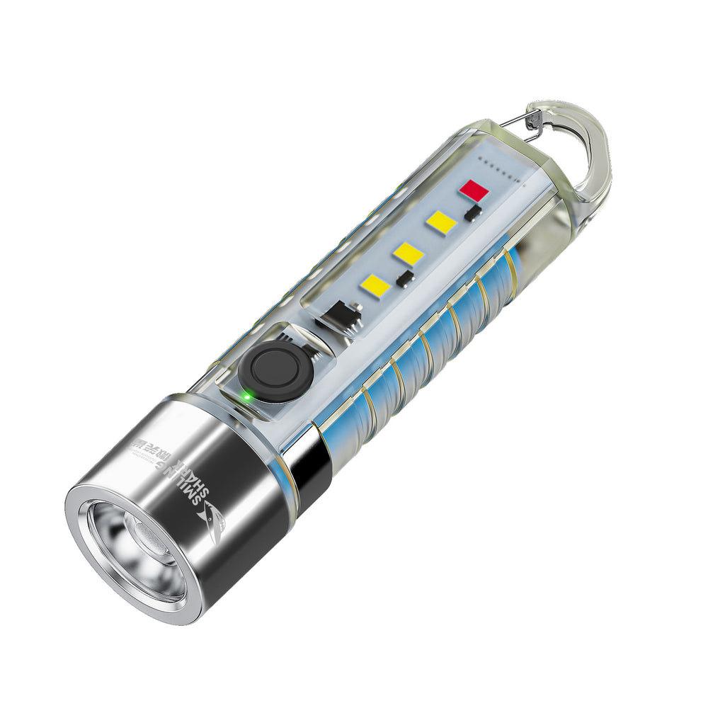 Smiling Shark SD-1221 Mini Flashlight LED Rechargeable Torchlight, Portable Torch with High Luminous Multifunctional keychain for Outdoor Camping Hiking