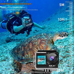 LinkMejor 4K WiFi Action Camera Photography Sports Camera Waterproof HD Dual Screen Wifi Remote Control Outdoor Shooting Cycling Skiing Underwater Camera