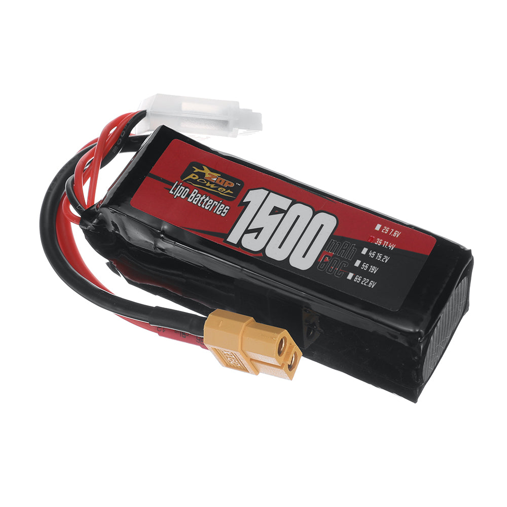 LinkMejor 3S 11.4V 1500mAh 60C 17.1Wh LiPo Battery XT60 Plug for RC Drone FPV Racing