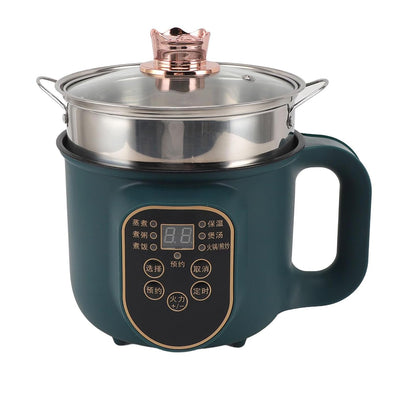600W Electric Cooking Pot Portable 1.8L Stainless Steel with Timer Removable Cord for Home Camping Picnics Food Grade Material