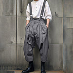 LinkMejor Men Solid Color Casual Overalls with Pockets, Loose Fit Workwear Jumpsuit With Adjustable Straps